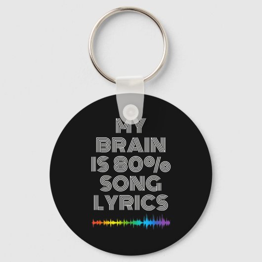 My Brain Is 80% Song Lyrics Funny Music Lover Sleutelhanger (Voorkant)