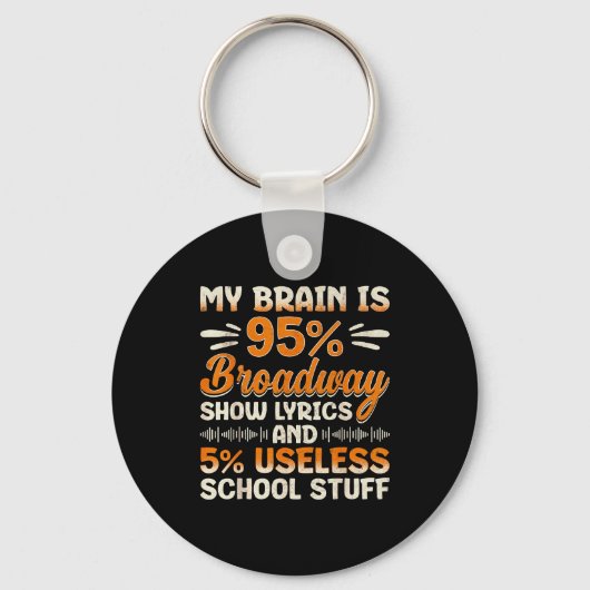 My Brain Is 95% Broadway Lyrics Nerd Musical Theat Sleutelhanger (Voorkant)