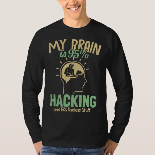 My Brain is 95 Hacking Ethical Hacking White Hat H T-shirt (Voorkant)