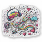 MY Brain on Music -Feel the Beat  Sticker (Voorkant)