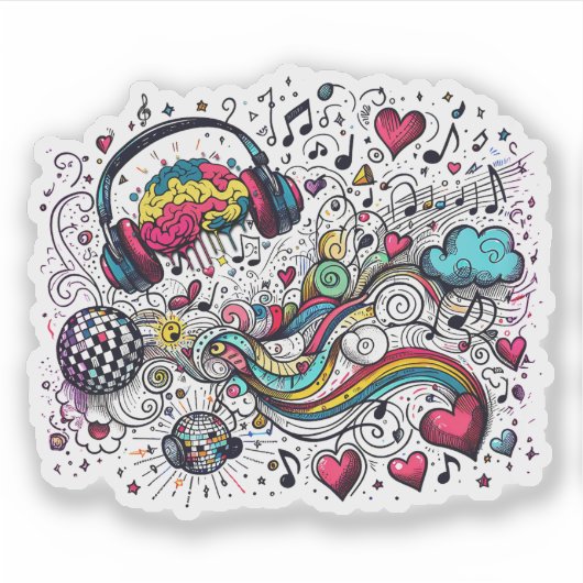 MY Brain on Music -Feel the Beat Sticker (Voorkant)