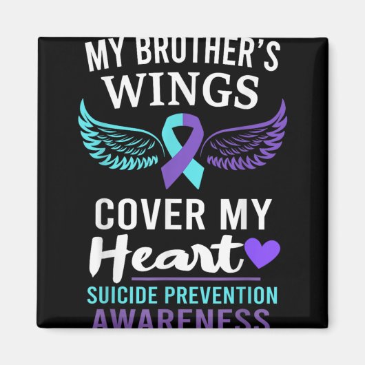 My Brothers Wings Cover Heart Suicide Awareness R  Magneet (Voorkant)