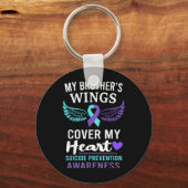 My Brothers Wings Cover Heart Suicide Awareness R  Sleutelhanger (Voorkant)