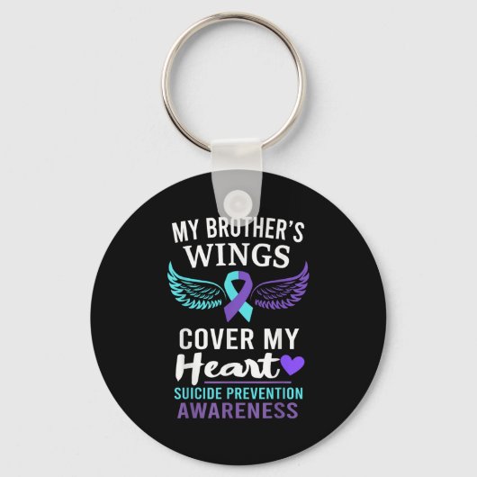 My Brother's Wings Cover Heart Suicide Awareness R Sleutelhanger (Voorkant)