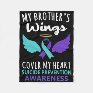 My Brother's Wings Hoesje Heart Suicide Awareness  Fleece Deken
