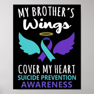 My Brother's Wings Hoesje Heart Suicide Awareness  Poster