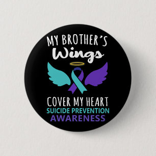 My Brother's Wings Hoesje Heart Suicide Awareness  Ronde Button 5,7 Cm