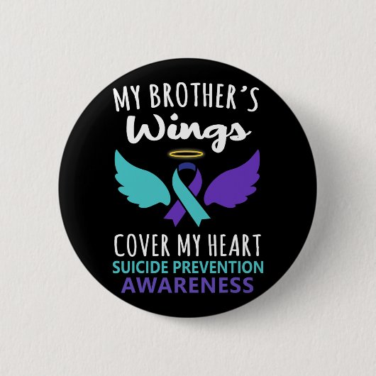 My Brother's Wings Hoesje Heart Suicide Awareness  Ronde Button 5,7 Cm (Voorkant)