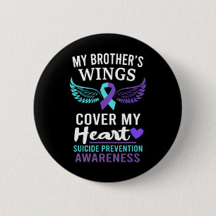 My Brother's Wings Hoesje Heart Suicide Awareness  Ronde Button 5,7 Cm