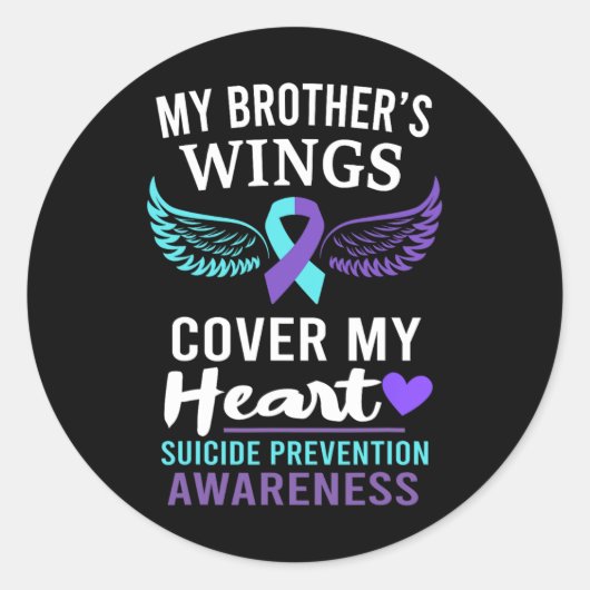 My Brother's Wings Hoesje Heart Suicide Awareness  Ronde Sticker (Voorkant)