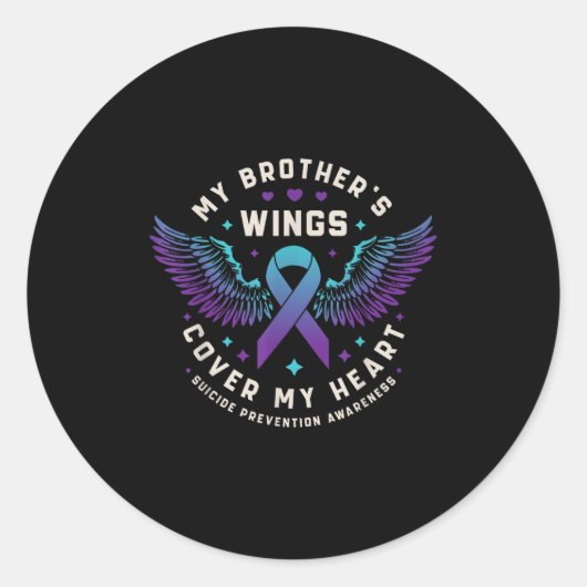 My Brothers Wings Hoesje My Heart Suicide Preventi Ronde Sticker (Voorkant)