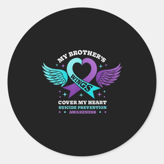 My Brothers Wings Hoesje My Heart Suicide Preventi Ronde Sticker (Voorkant)