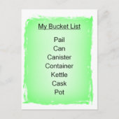 My Bucket List Briefkaart (Voorkant)