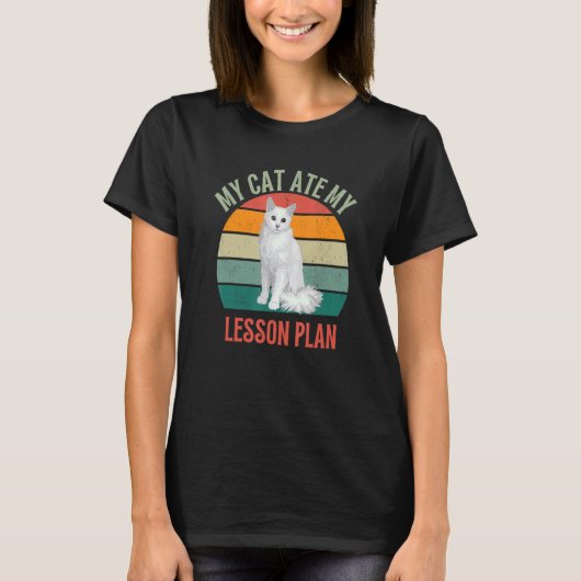 My Cat Ate My Lesson Plan Turkish Angora Cat   Tea T-shirt (Voorkant)