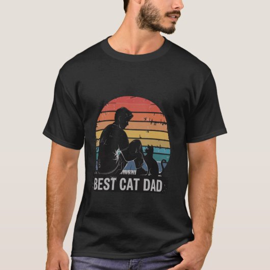 My Cat Dad Hero Retro Sunset Cool Best Cat Dad T-shirt (Voorkant)