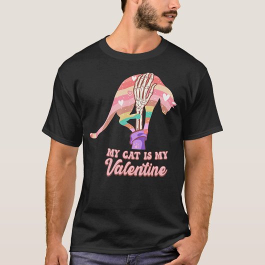 My Cat Is My Valentine Day Skeleton Cute Kitten Bo T-shirt (Voorkant)
