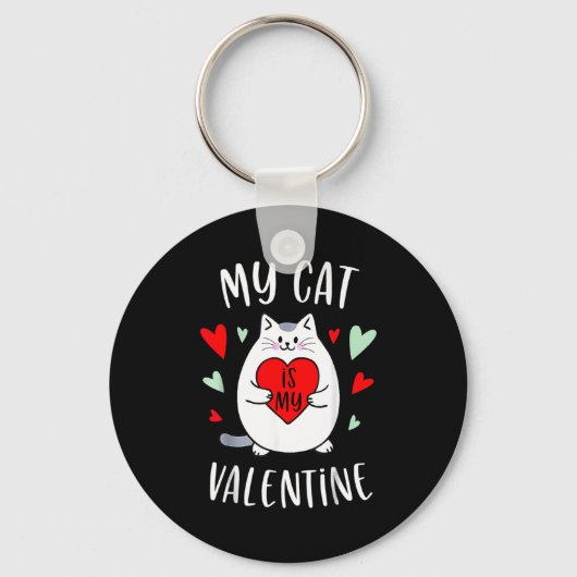 My Cat Is My Valentine Kitten Lover Heart Valentin Sleutelhanger (Voorkant)
