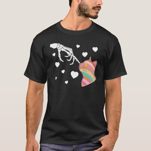 My cat is my valentine Skeleton Hand Valentines Da T-shirt (Voorkant)