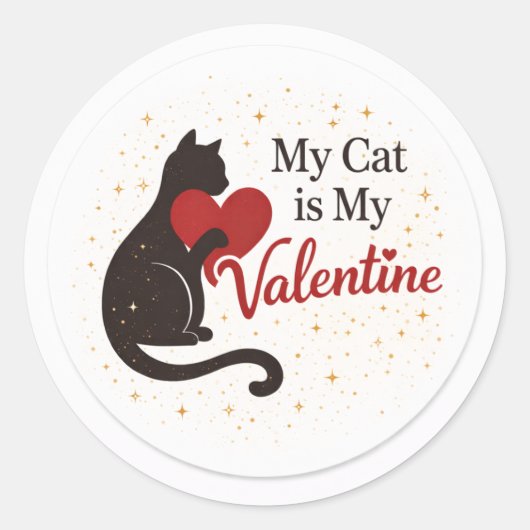 My Cat is My Valentine Sticker – Cat Silhouette (Voorkant)