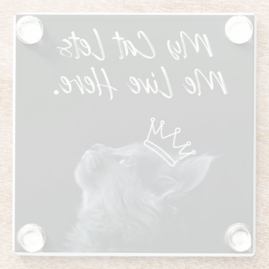 My Cat Lets Me Live Here Glazen Onderzetter (Achterkant)