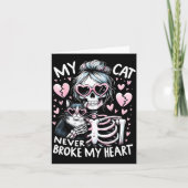 My Cat Never Broke My Heart Funny Skeleton Cat Val Kaart (Voorkant)