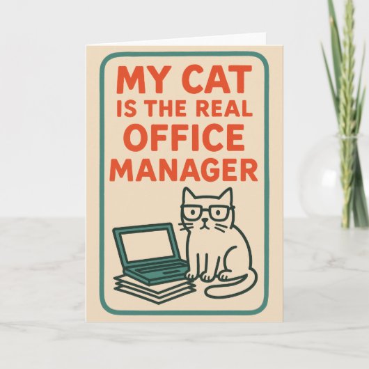 My Cat Real Office Manager – Funny Work From home Kaart (Voorkant)