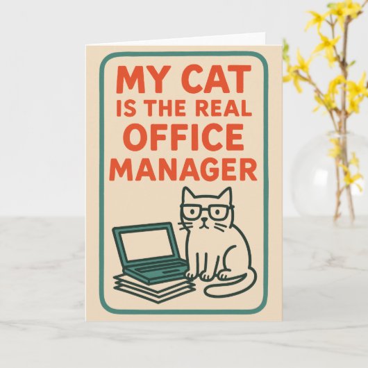 My Cat Real Office Manager – Funny Work From home Kaart (Gele Bloem)