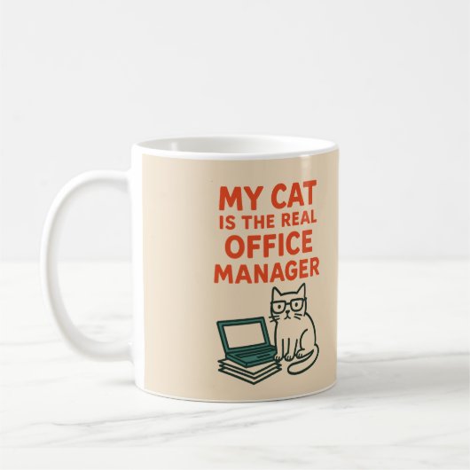 My Cat Real Office Manager – Funny Work From home Koffiemok (Links)
