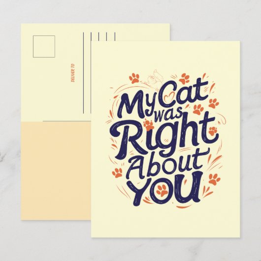 My Cat Was Right About You –Cat Lover Briefkaart (Voorkant / Achterkant)