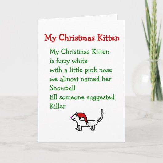 My Christmas Kitten - Een grappig kerstgedicht Feestdagen Kaart (Voorkant)