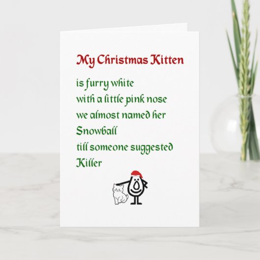 My Christmas Kitten - een grappig kerstgedicht Feestdagen Kaart (Voorkant)