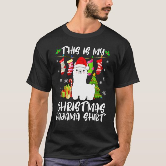 My Christmas Pajama Christmas Stocking Santa Llama T-shirt (Voorkant)