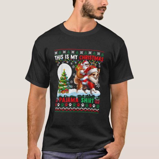 My Christmas Pajama Santa Reindeer Chihuahua Sweat T-shirt (Voorkant)