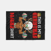 My Christmas Pajama Shirt Reindeer Muscle Weightli Fleece Deken (Voorkant (Horizontaal))