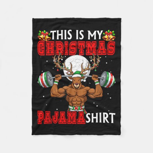 My Christmas Pajama Shirt Reindeer Muscle Weightli Fleece Deken (Voorkant)