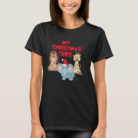 My Christmas Tribe Holiday Animals T-shirt (Voorkant)