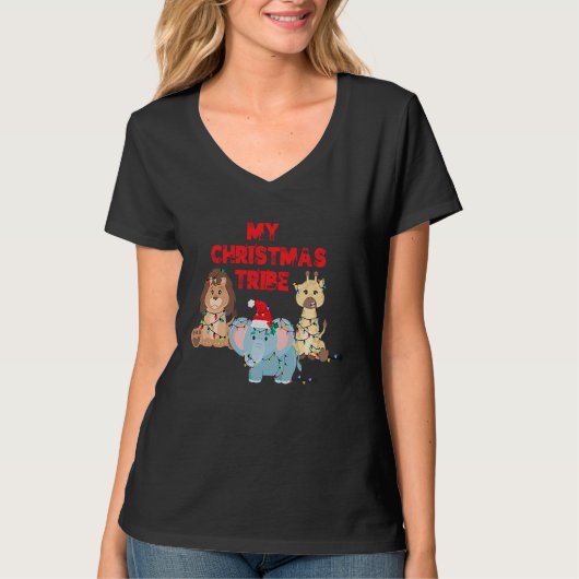 My Christmas Tribe Holiday Animals T-shirt (Voorkant)