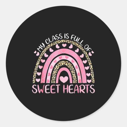 My Cl Is Full Of Sweethearts Rainbow Valentines Ronde Sticker (Voorkant)