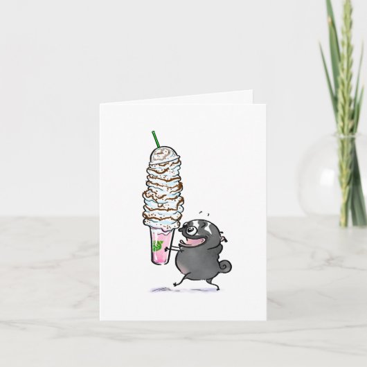 My Cup Runneth Over zwarte mopshond bedankkaart Kaart (Voorkant)