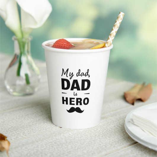 My Dad Is Hero - Bold Vaderdag Typography Papieren Bekers (Insitu)