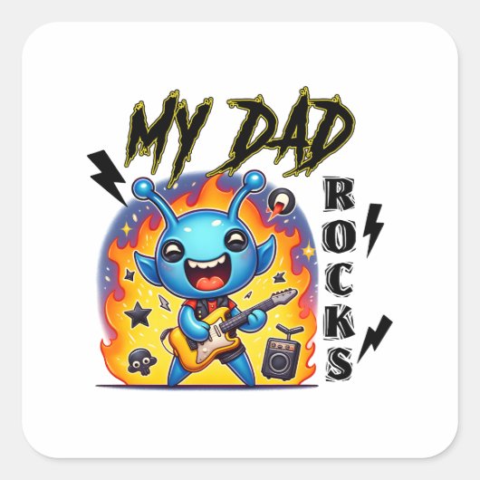 My Dad Rocks Vierkante Sticker (Voorkant)