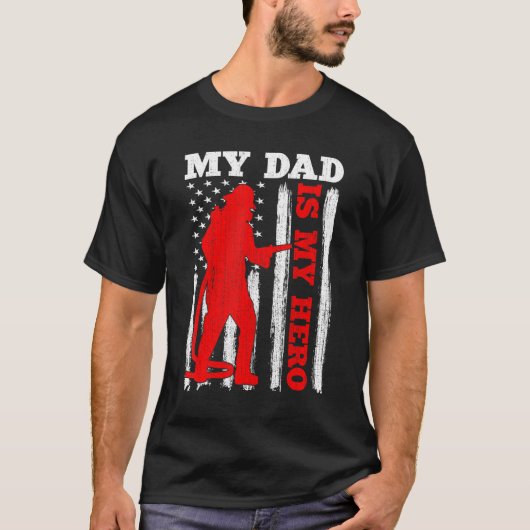My Daddy Is My Hero USA Flag Firefighter Fireman D T-shirt (Voorkant)