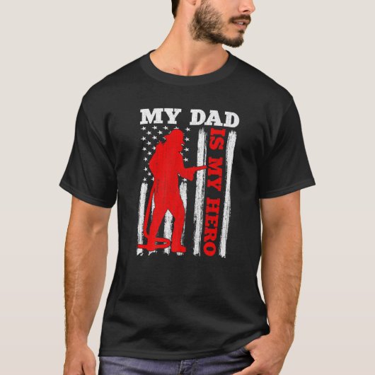 My Daddy Is My Hero USA Flag Firefighter Fireman D T-shirt (Voorkant)