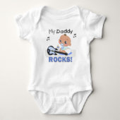 My Daddy Rocks Blue African Guitar Baby Creeper Romper (Voorkant)