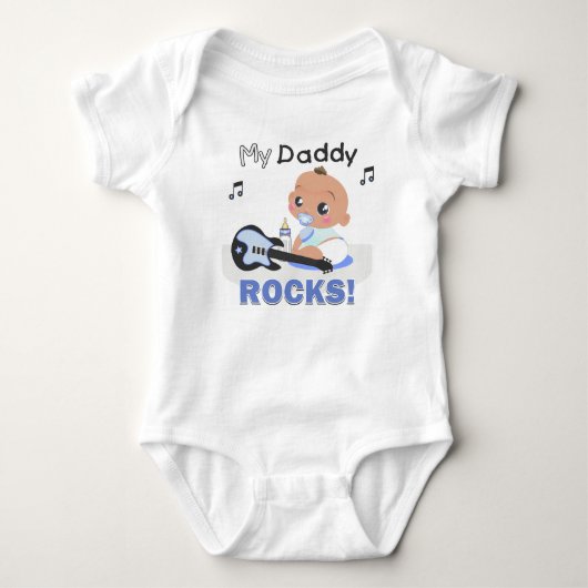 My Daddy Rocks Blue African Guitar Baby Creeper Romper (Voorkant)