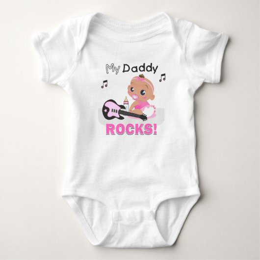 My Daddy Rocks Pink African Guitar Baby Creeper Romper (Voorkant)