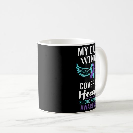 My Dad's Wings Cover Heart Suicide Awareness Ribbo Koffiemok (Voorkant rechts)