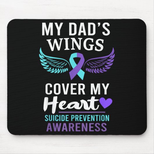 My Dad's Wings Cover Heart Suicide Awareness Ribbo Muismat (Voorkant)