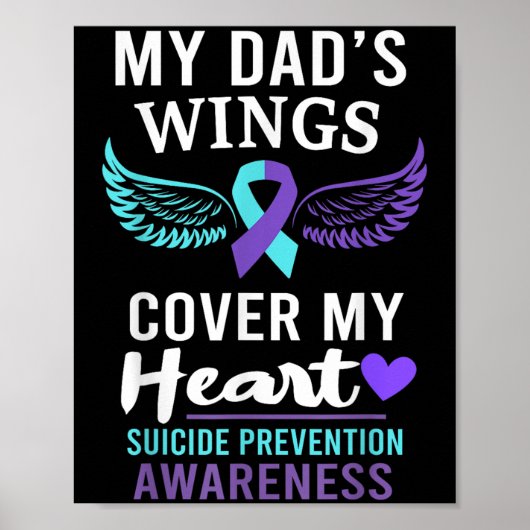 My Dad's Wings Cover Heart Suicide Awareness Ribbo Poster (Voorkant)