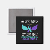 My Dad's Wings Hoesje Heart Suicide Awareness Ribb Magneet (Voorkant / Achterkant)
